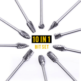 Premium Carbide Rotary Burr Bits (Set of 10)